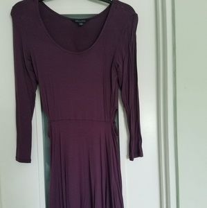 Purple Keyhole Long Sleeve Flare Dress
